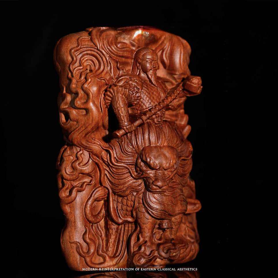 Three-dimensional wooden sculpture of Leizu