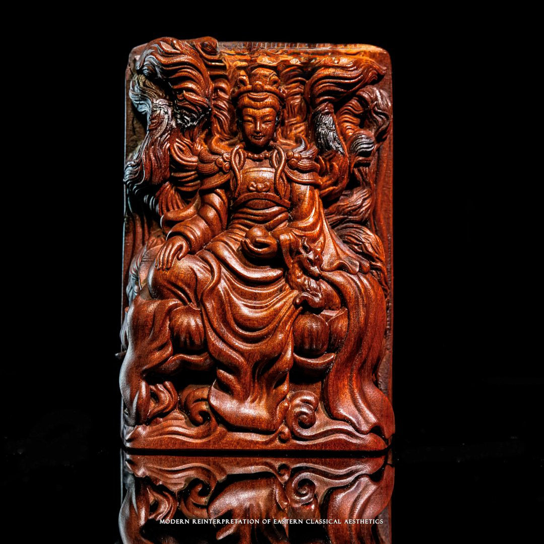 Three-dimensional wooden sculpture of the Nine-Tailed Fox