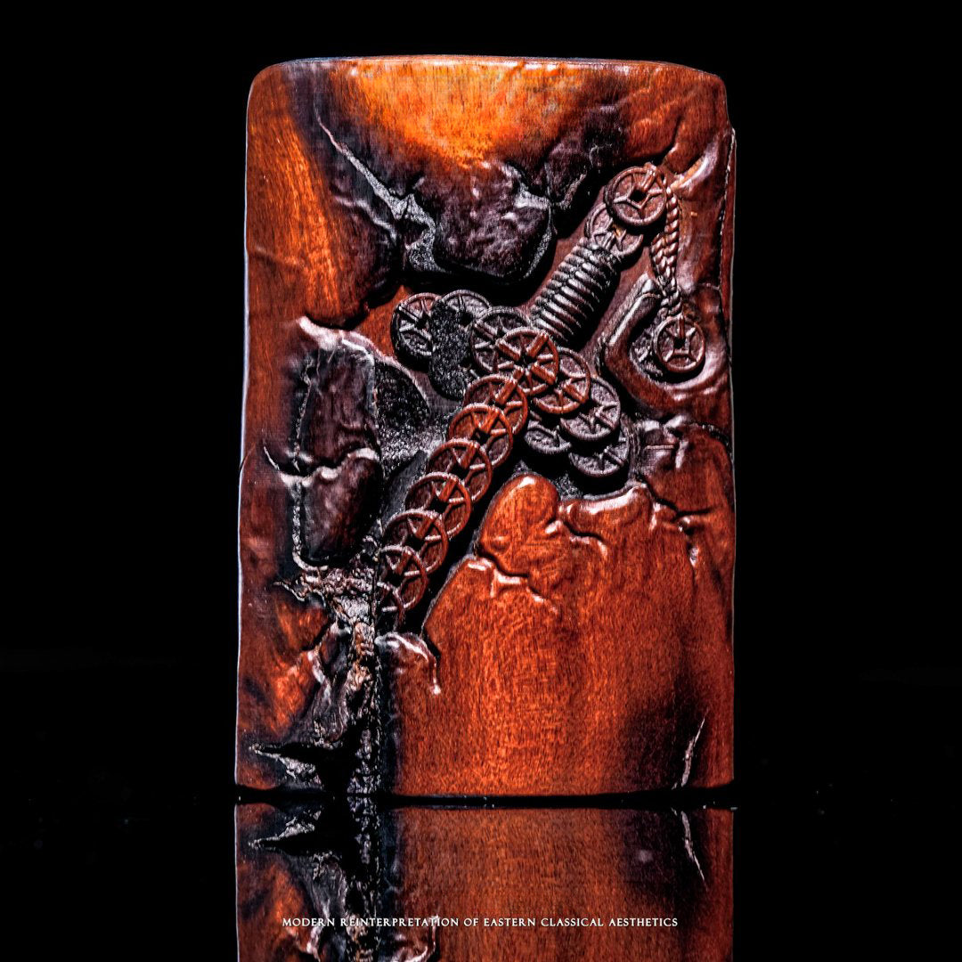 Three-dimensional wooden sculpture of the Nine-Tailed Fox