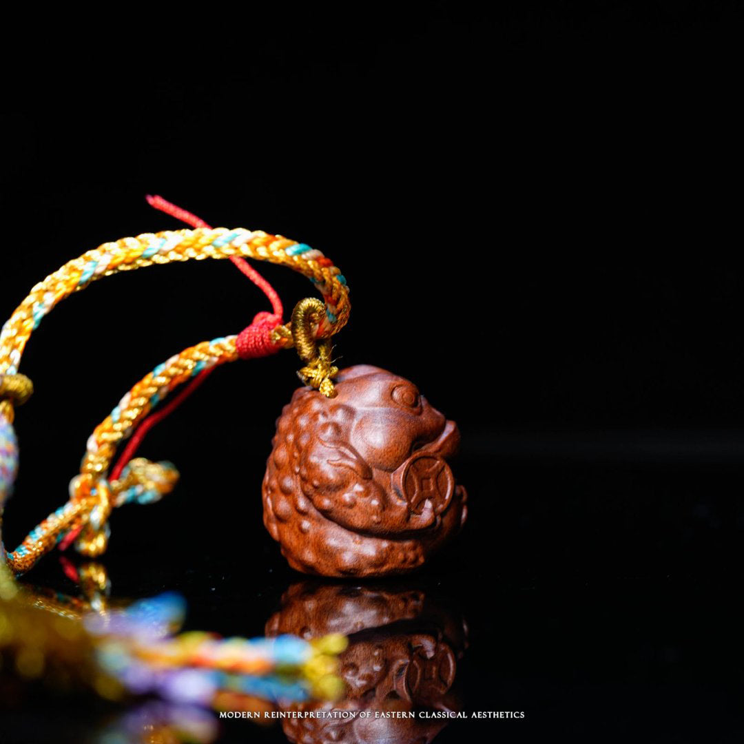 Three-dimensional wooden sculpture of a Golden Toad