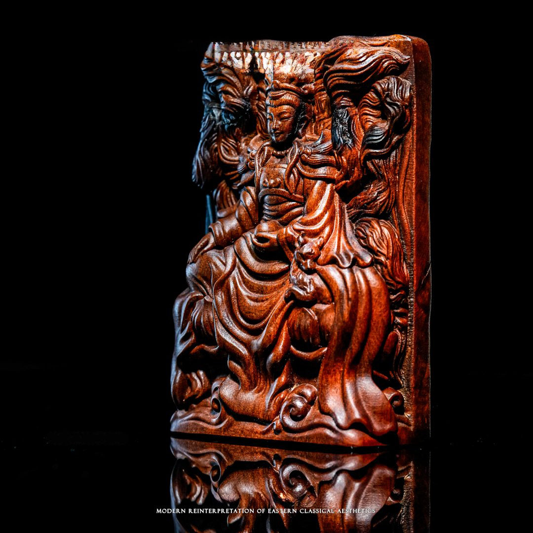 Three-dimensional wooden sculpture of the Nine-Tailed Fox