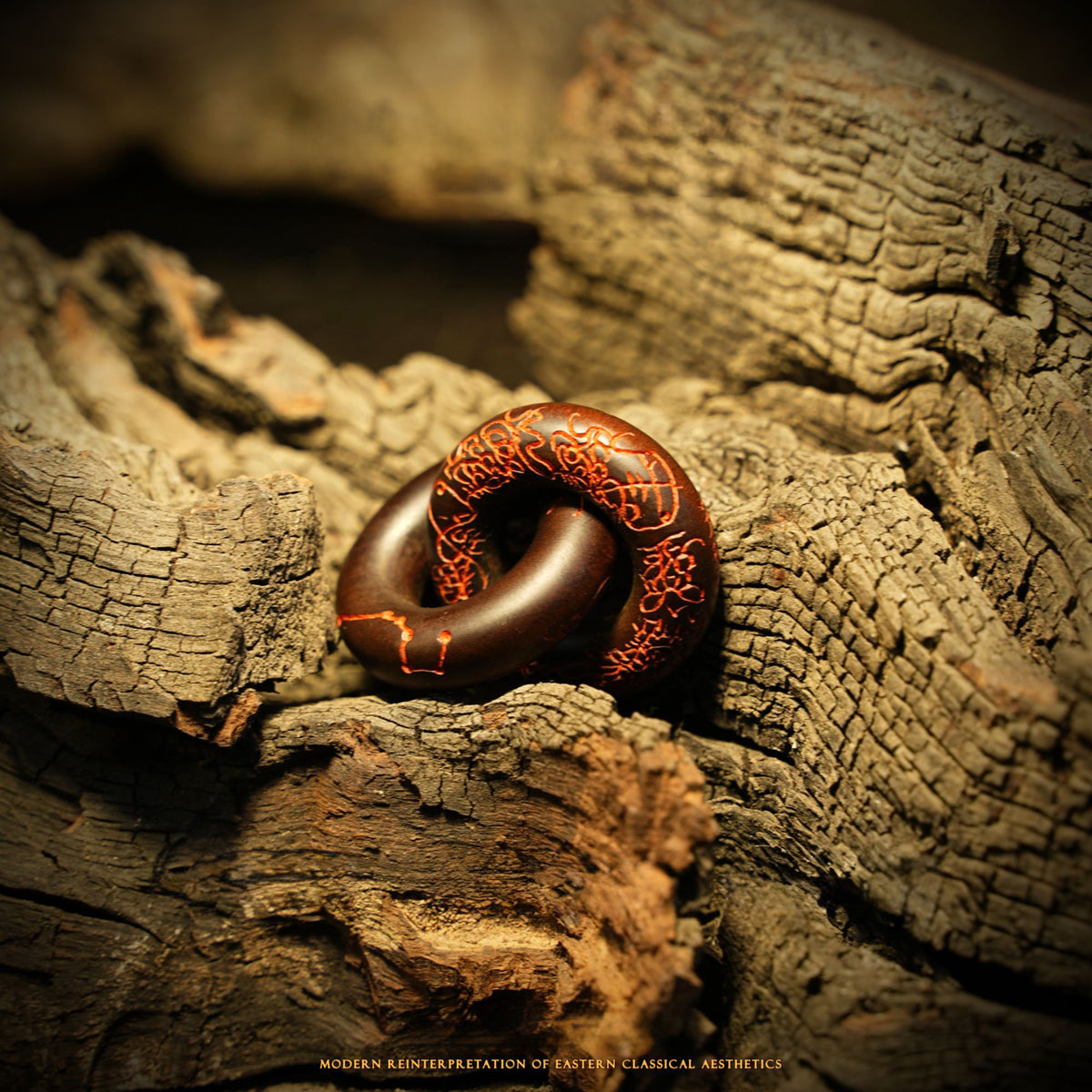Hand-Carved Qiankun Ring – Thunderstruck Wood
