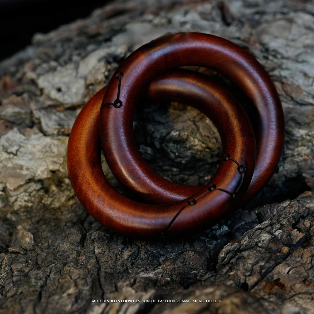 Large Thunderstruck Wood Carved Qiankun Ring