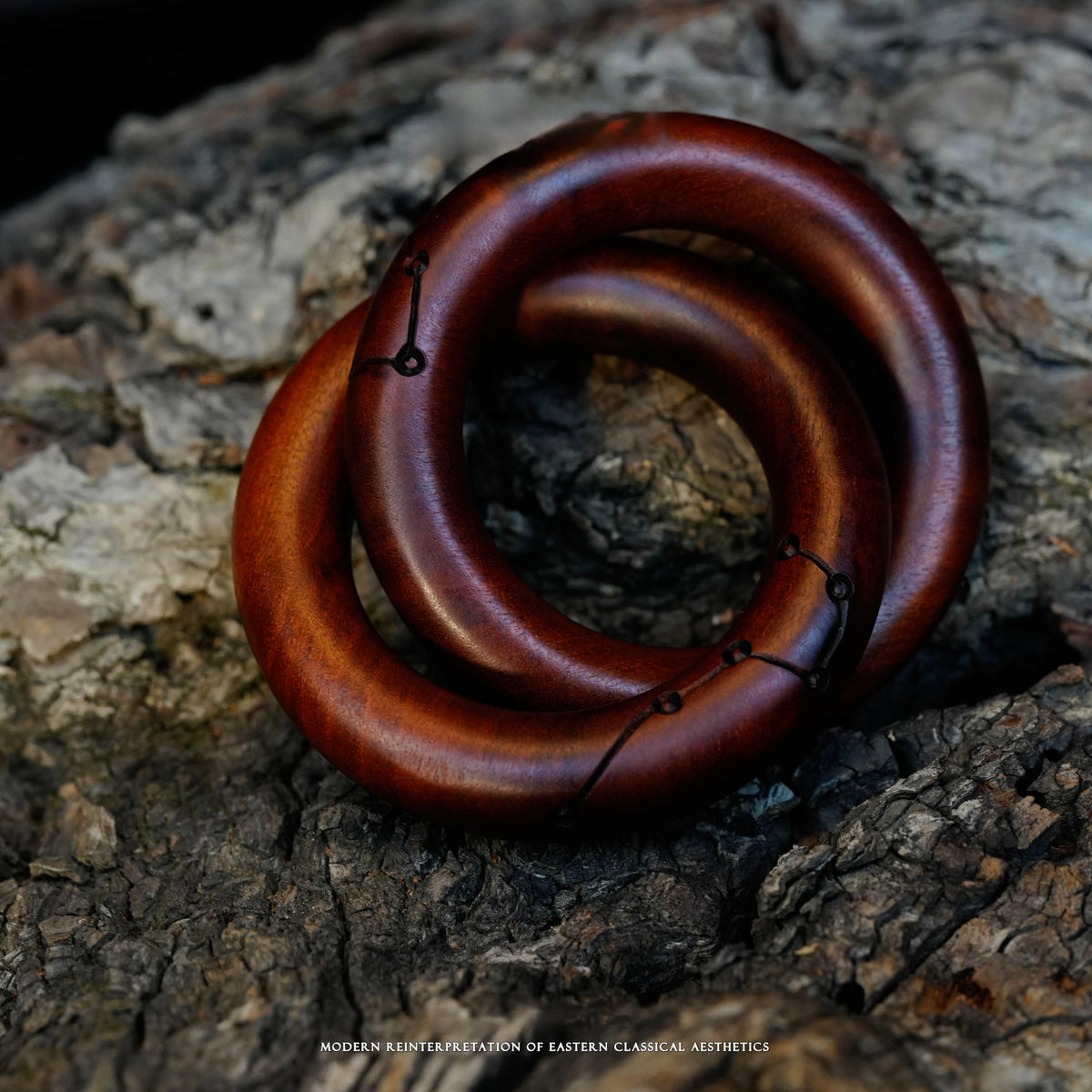 Large Thunderstruck Wood Carved Qiankun Ring