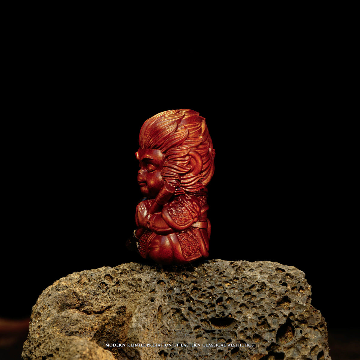 Small Thunderstruck Wood Carved Wukong Figurine