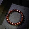 Hand-Carved Thunderstruck Wood Round Bead Bracelet