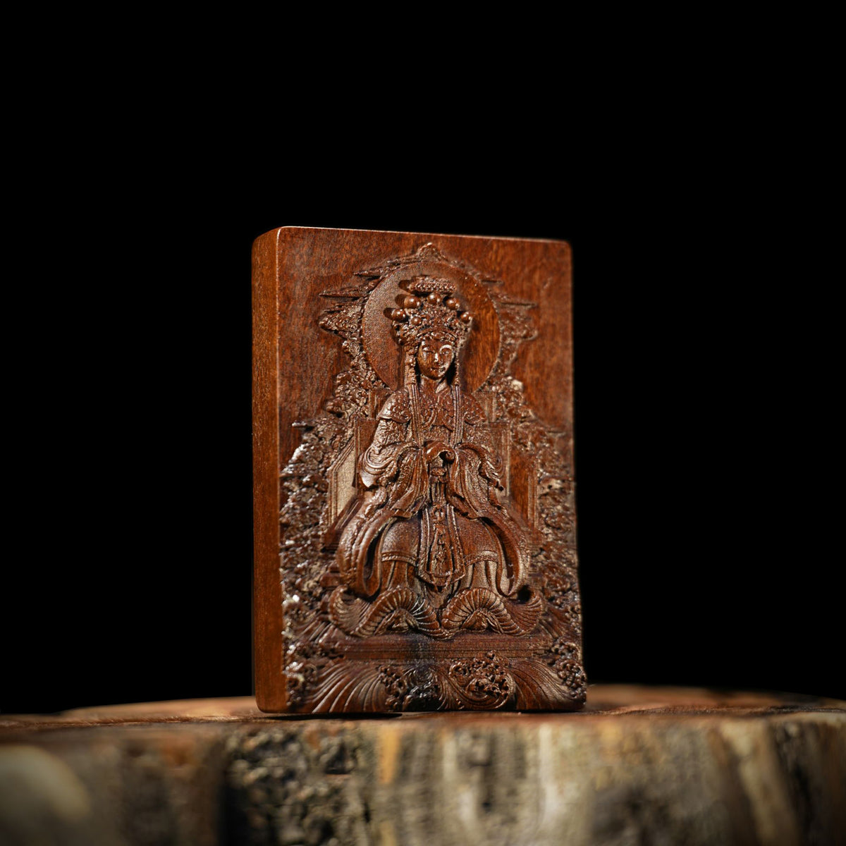 Thunderstruck Wood Carved Mazu Pendant