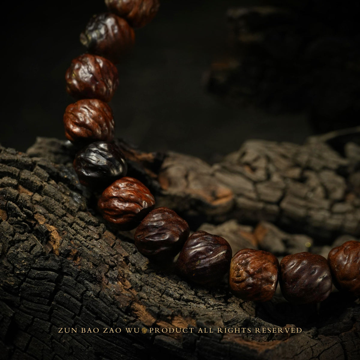 Thunderstruck Wood Carved Hunyuan Bead Bracelet