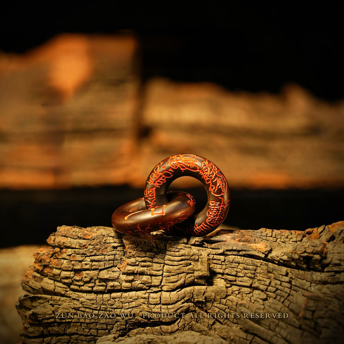 Hand-Carved Qiankun Ring – Thunderstruck Wood