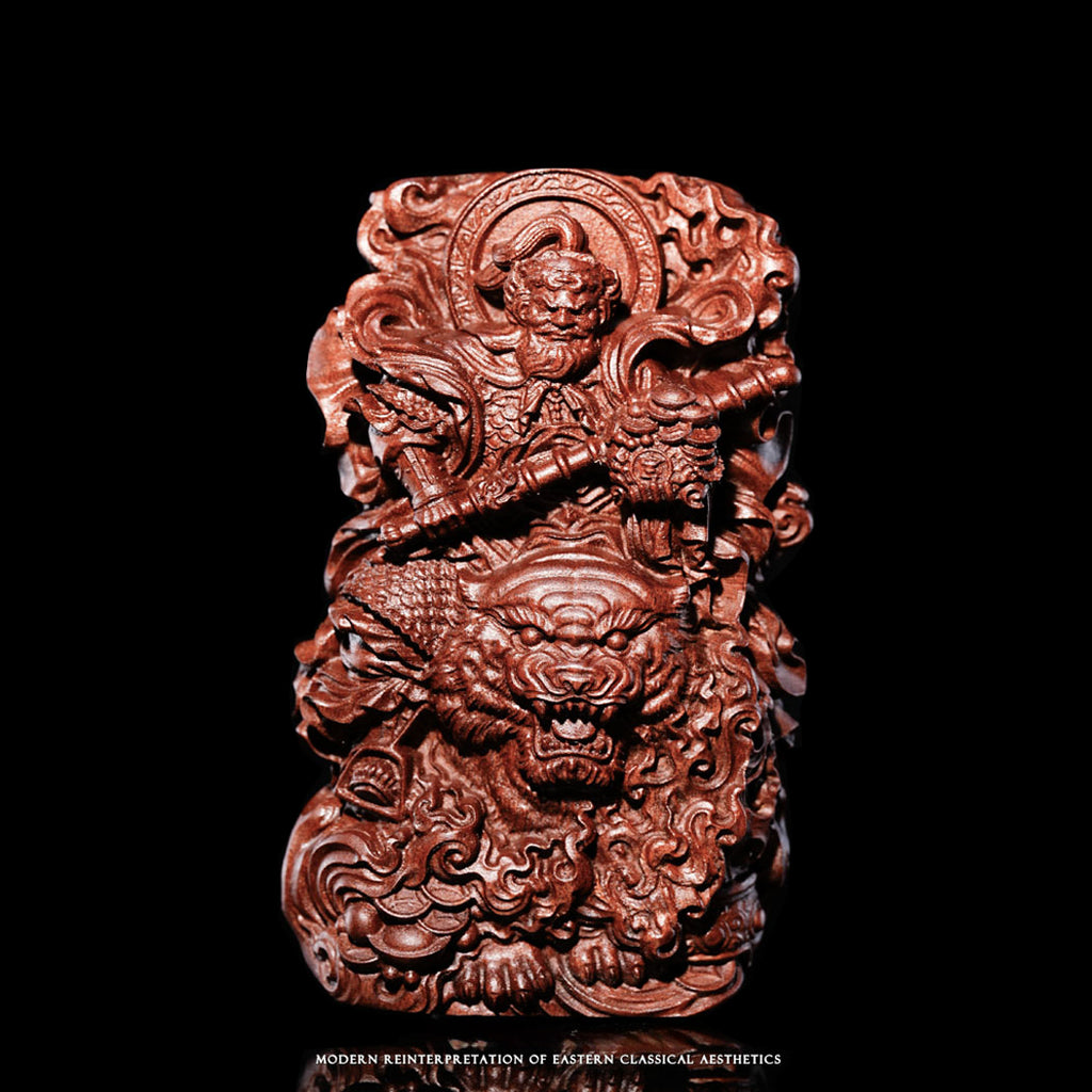 Three-dimensional wooden sculpture of Zhao Gongming