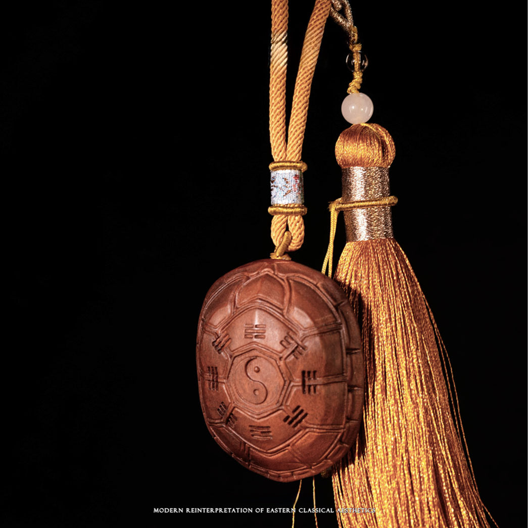 Three-Dimensional Carved Wooden “Wealth & Prosperity” Pendant